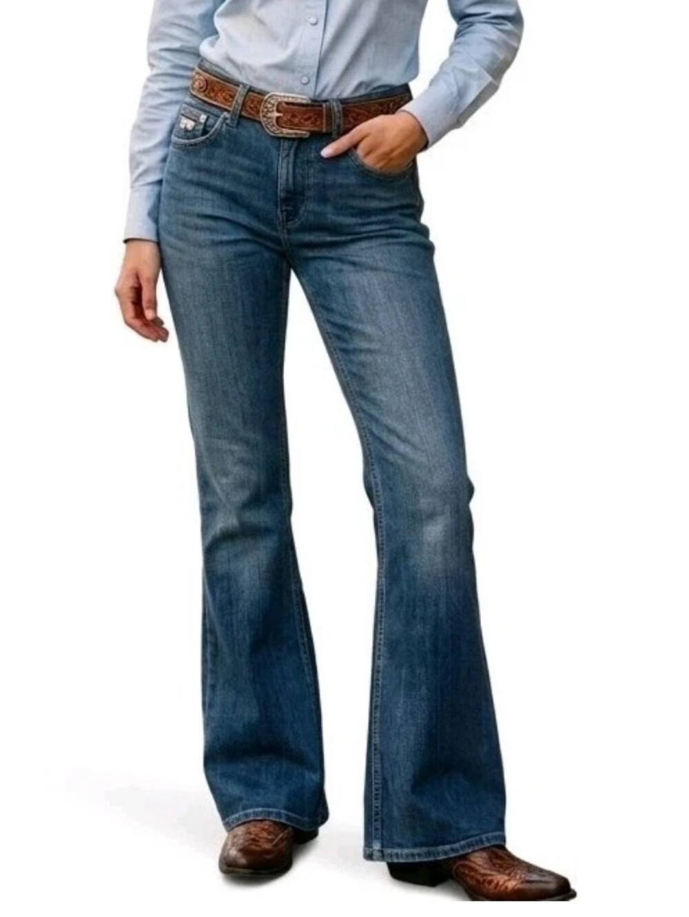 ARIAT REAL Shelby High Rise Flare Jeans Size 27L Stretch 27x34 Western Cowgirl